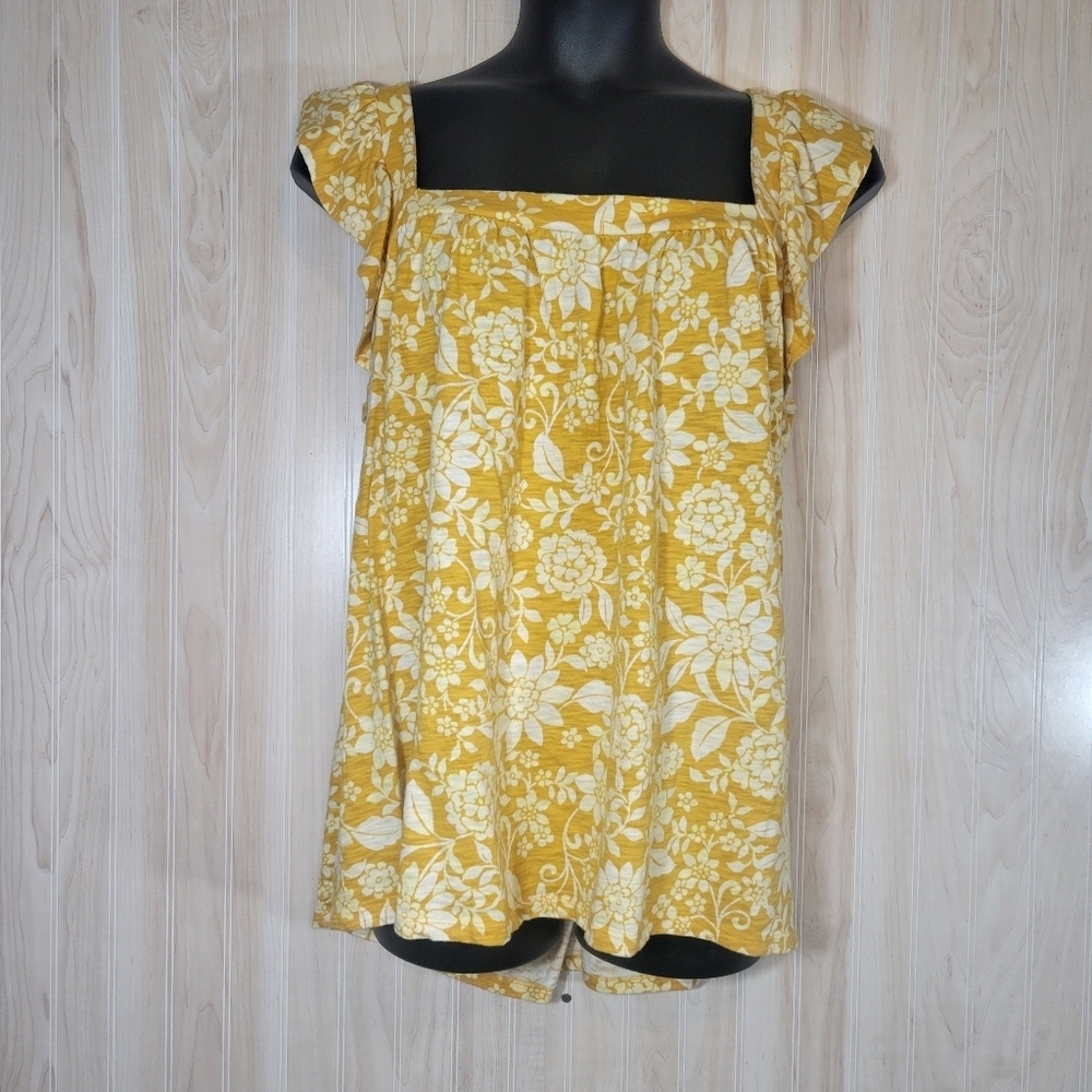 LC Lauren Conrad Yellow Floral Blouse